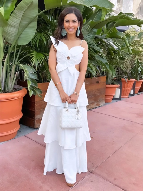 FARM Rio Dresses & Skirts - FARM Rio White Tiered Maxi Dress with Cutout Floral Bodice